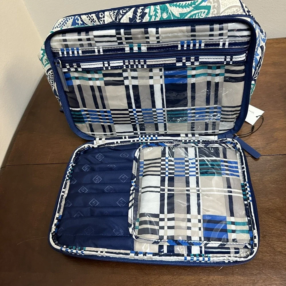 Vera Bradley Large Blush & Brush Makeup Case Santiago Cosmetics Bag NEW